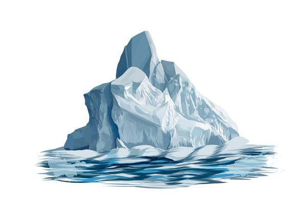 کوه یخ از پاشیدن آبرنگ نقاشی رنگی