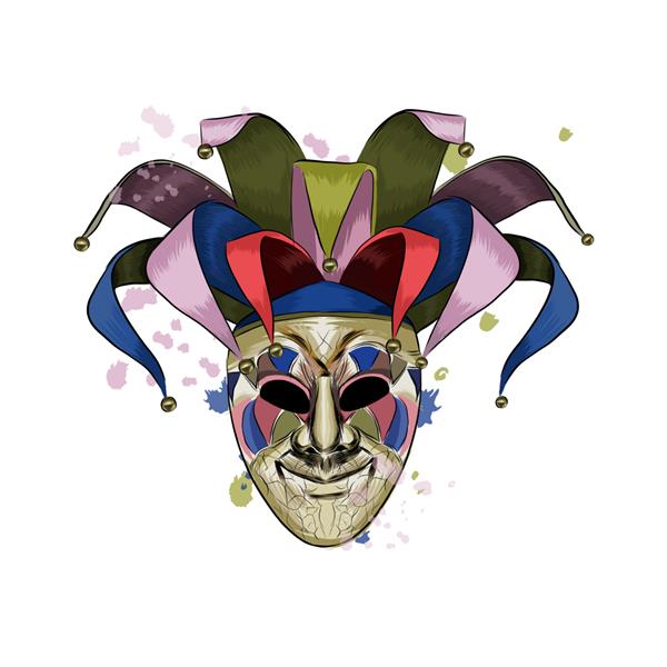 ماسک ونیزی کارناوال از چلپ چلوپ آبرنگ نقاشی رنگی واقع گرایانه