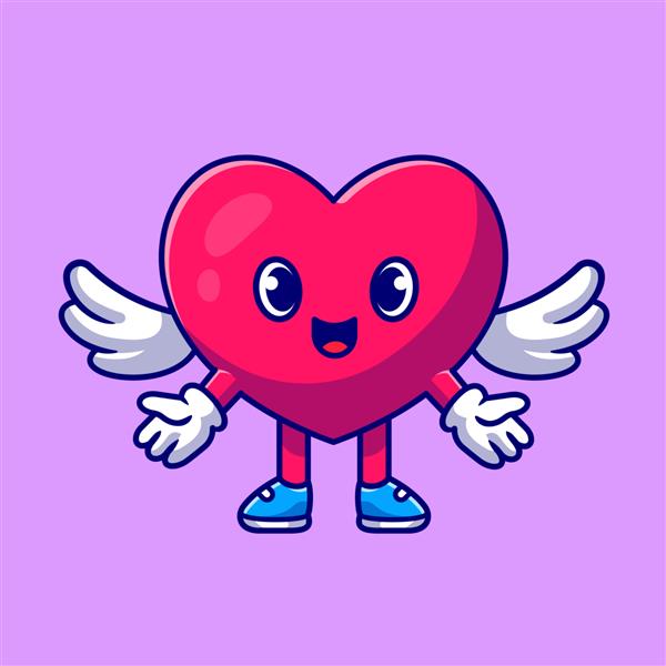 تصویر آیکون کارتونی عشق فرشته قلب ناز