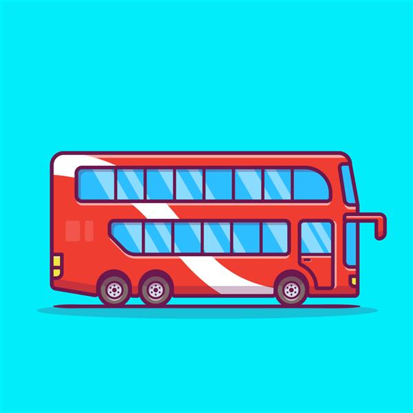 تصویر آیکون کارتونی اتوبوس دو طبقه