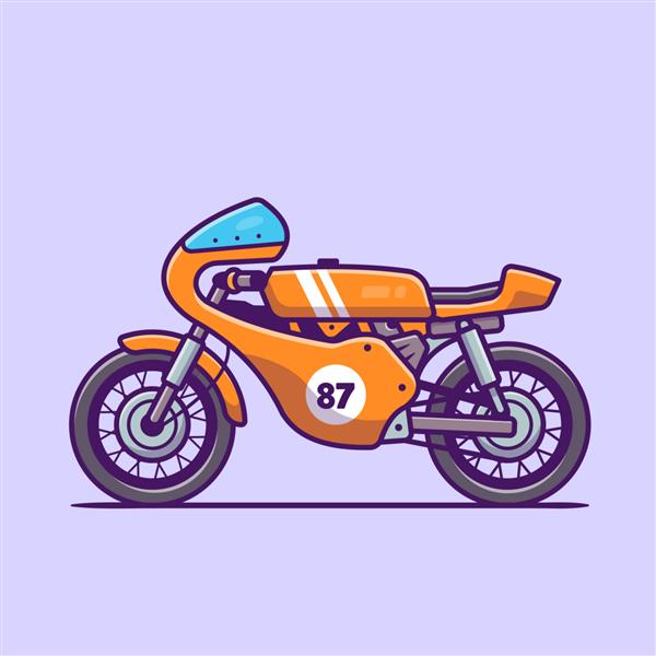 تصویر آیکون کارتونی موتور سیکلت مفهوم نماد وسیله نقلیه موتور سیکلت جدا شده است سبک کارتونی تخت