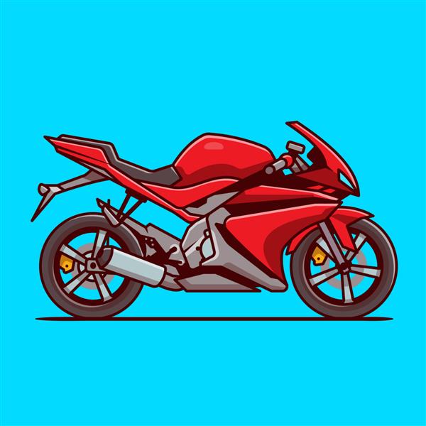 موتور سیکلت مسابقه اسپرت تصویر آیکون کارتونی مفهوم نماد وسیله نقلیه موتور سیکلت جدا شده است سبک کارتونی تخت