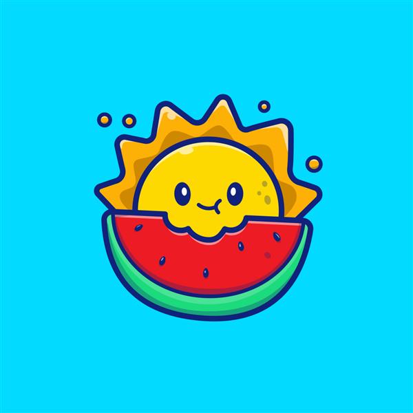 تصویر آیکون هندوانه ناز خورشید خوردن مفهوم نماد میوه های تابستانی