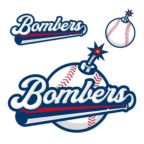 تصویر برداری بیسبال بمب افکن توپ های بیس بال مانند بمب