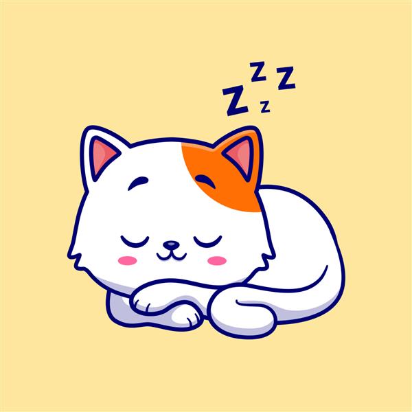 تصویر وکتور کارتونی گربه خواب ناز مفهوم آیکون طبیعت حیوانی تخت حق بیمه ایزوله شده است