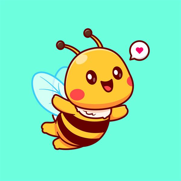 تصویر وکتور کارتونی پرواز زنبور عسل زیبا نماد طبیعت حیوانات حق بیمه جدا شده