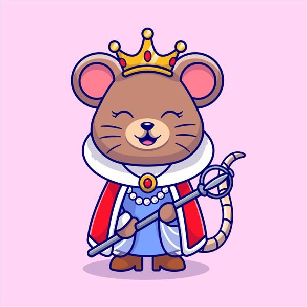 ملکه موش ناز با تصویر وکتور کارتونی تاج مفهوم نماد تعطیلات حیوانات جدا شده است
