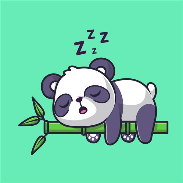 تصویر وکتور کارتونی کارتونی درخت بامبو پاندای ناز خوابیده نماد طبیعت حیوانات جدا شده است