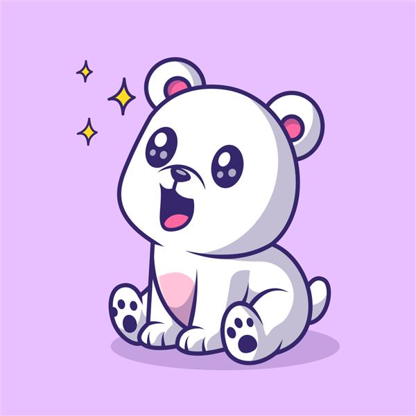 تصویر آیکون وکتور کارتونی بچه خرس قطبی ناز مفهوم نماد طبیعت حیوانات جدا شده است