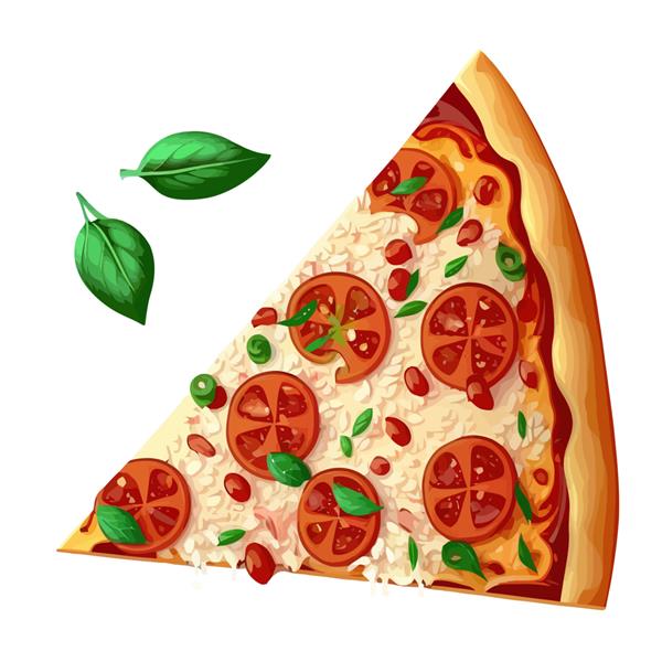 برش پیتزا روی پس‌زمینه سفید تصویر دستی جدا شده روی پس‌زمینه سفید به سبک بوهو