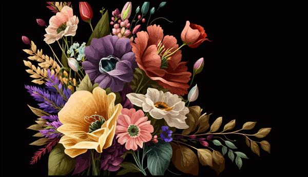 شعار زیبا با دسته گل رنگارنگ چاپ مینیمالیستی زیبا برای دکور شما برای کارت پستال