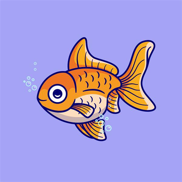 تصویر وکتور کارتونی شنای ماهی قرمز زیبا حق بیمه ایزوله مفهوم نماد طبیعت حیوانات