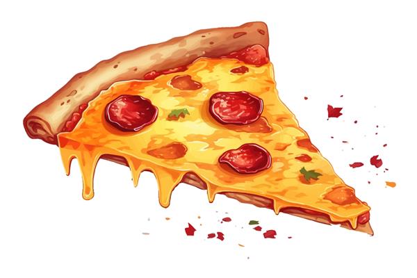 تکه پیتزا برش مثلث فست فود ایتالیایی جدا شده بر روی تصویر وکتور کارتونی پس زمینه