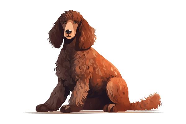 سگ ناز از نژاد پودل استاندارد جدا شده بر روی تصویر وکتور کارتونی پس زمینه