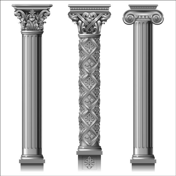 مجموعه ای از ستون های نقره ای کلاسیک