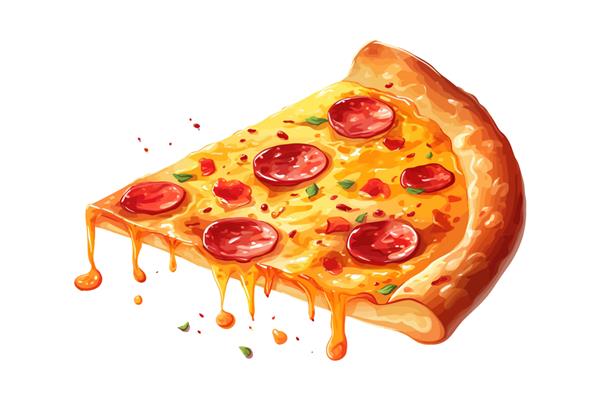 تکه پیتزا برش مثلث فست فود ایتالیایی جدا شده بر روی تصویر وکتور کارتونی پس زمینه