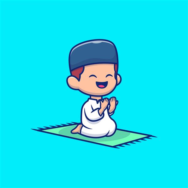 تصویر نماد پسر ناز در حال دعا شخصیت کارتونی طلسم ماه رمضانمنزوی