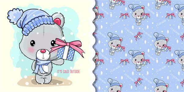 کارت تبریک کریسمس با کارتونی خرس قطبی