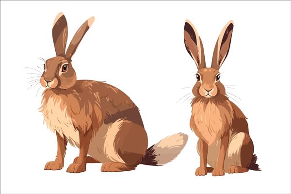 خرگوش قهوه ای کرکی خرگوش وحشی جدا شده بر روی تصویر وکتور کارتونی پس زمینه
