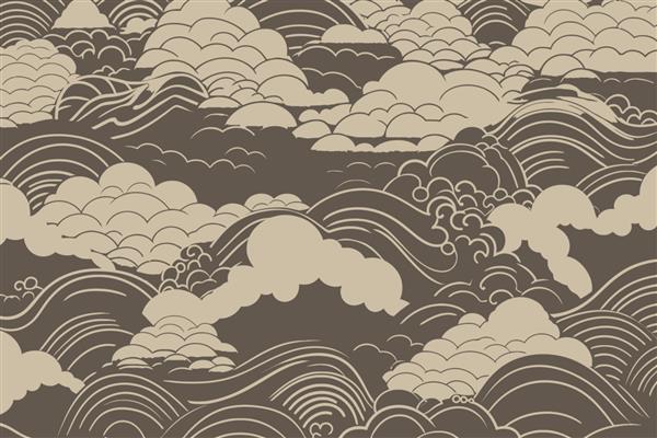 یک الگوی زیبا از تصویر برداری سنتی ژاپنی شرقی به سبک مینیمالیستی ژاپنی