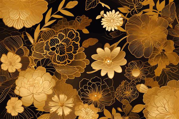 تصویر زمینه لوکس طلایی آرت دکو تصویر وکتور سبک سنتی مینیمالیستی شرقی ژاپنی