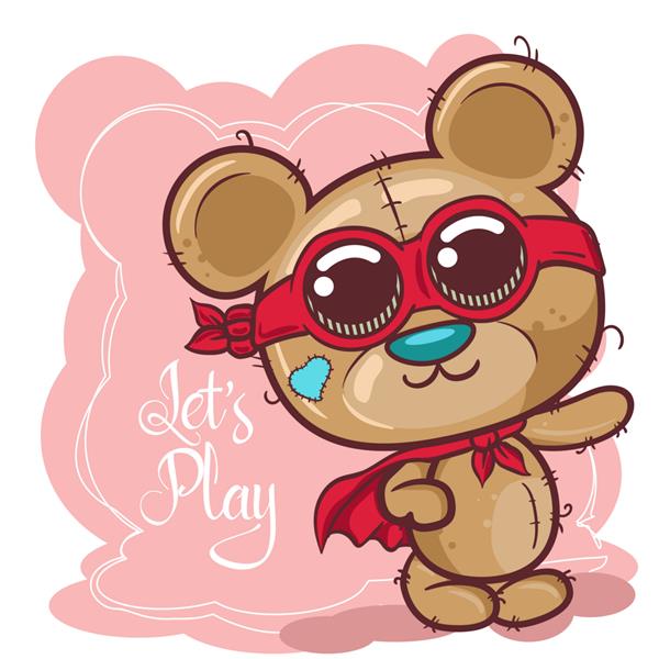 کارت تبریک خرس کارتونی زیبا - وکتور