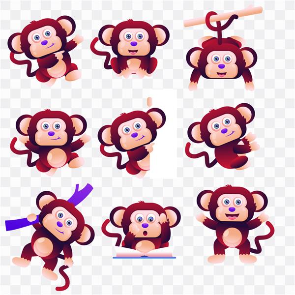 کارتون میمون با ژست ها و حالت های مختلف
