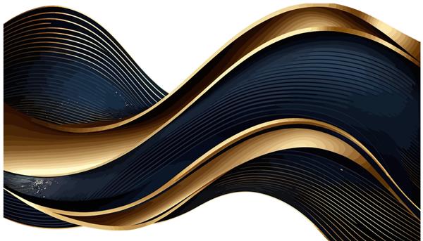 تصویر وکتور پس‌زمینه جداسازی پس‌زمینه هنرهای خط موج انتزاعی طلای آبی نیروی دریایی