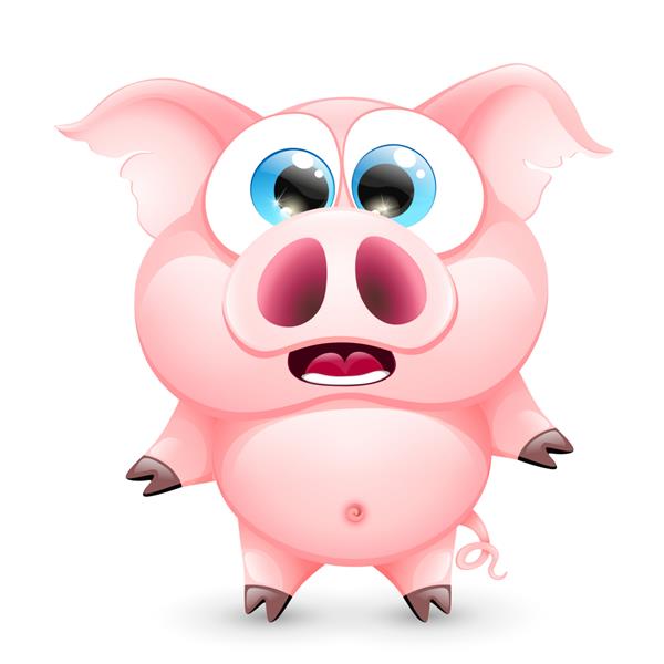 کارتونی خنده دار صورتی ترسیده بچه خوک جدا شده