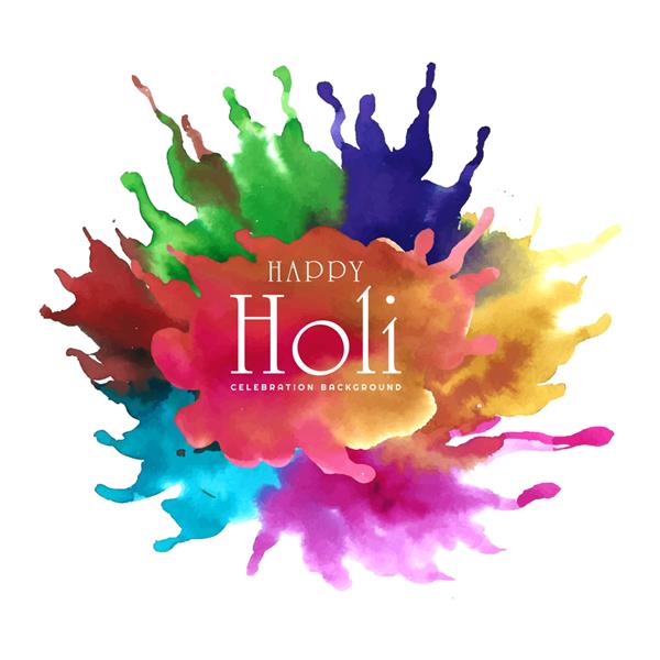 جشن فستیوال هندی پس زمینه رنگارنگ هولی شاد