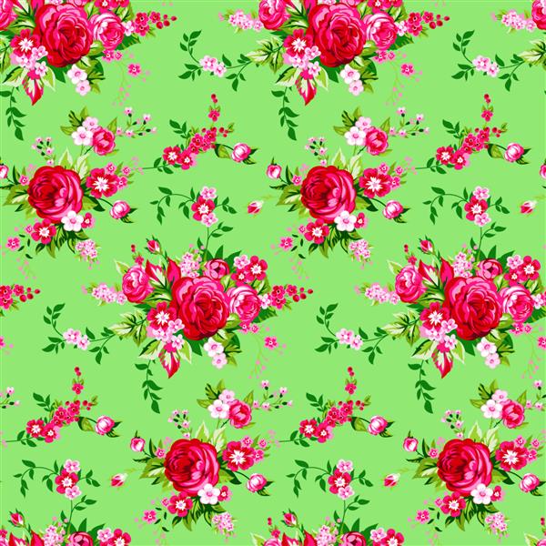 الگوی وینتیج بدون درز با گل های رز زیبا