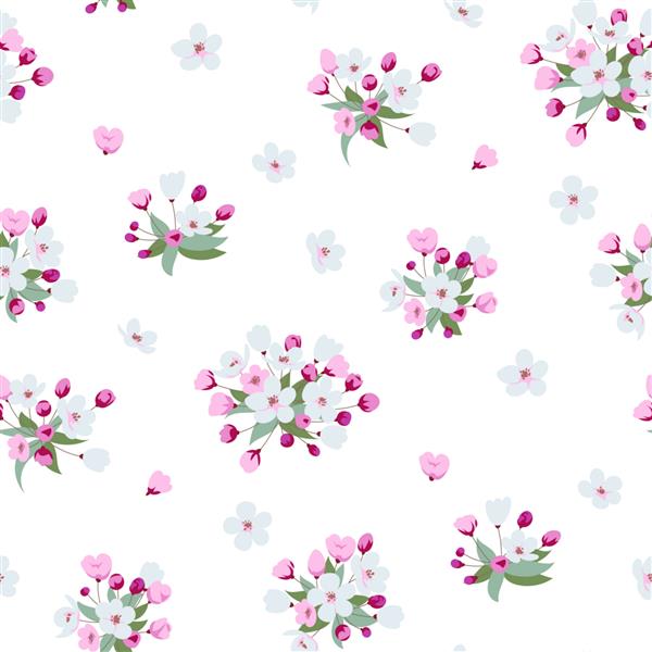 الگوی بدون درز با شکوفه گیلاس