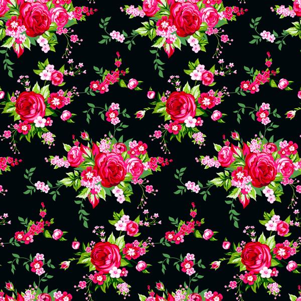 الگوی وینتیج بدون درز با گل های رز زیبا