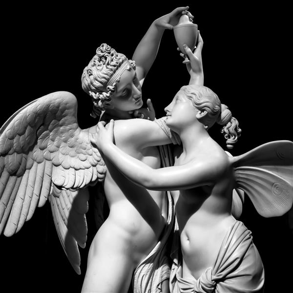 کوپید و روان عاشق و روان نماد عشق ابدی توسط مجسمه ساز جووانی ماریا بنزونی
