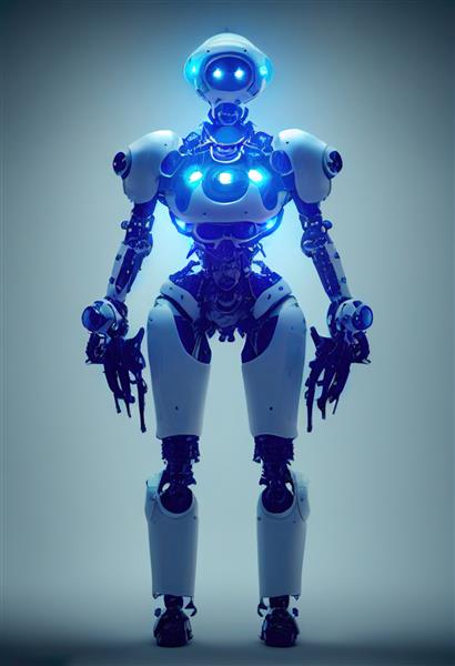 پرتره یک ربات آینده نگر یک فانتزی انتزاعی سایبرپانک هنری مفهوم یک ربات مدرن