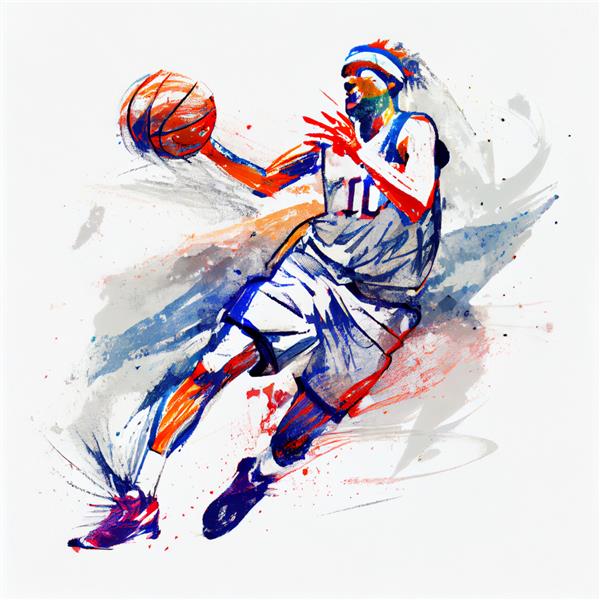 شخصیت تصویرسازی بازیکن بسکتبال به سبک انتزاعی