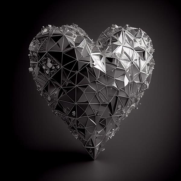 قلب لوکس ساخته شده از الماس سفید پس زمینه ولنتاین رندر سه بعدی
