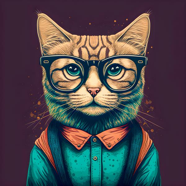 تصویر گربه هنری بامزه زیبا هیپستر