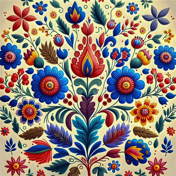 عامیانه لهستانی با الگوی آبرنگ با طرح گل
