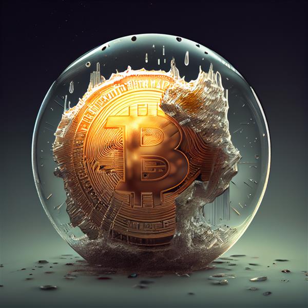 بیت کوین یک سکه حباب‌دار btc ارز دیجیتال در پس‌زمینه حباب‌دار است