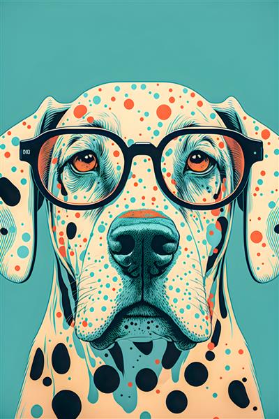 تصویر پوستر قدیمی سگ با عینک