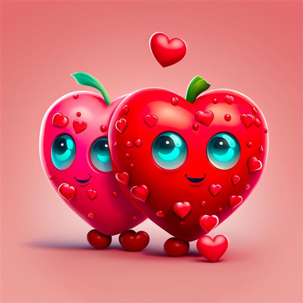 کارتونی عشق کارتونی قلب قرمز برای روز ولنتاین که تصویر AI تولید شده است