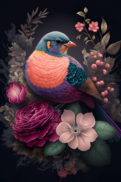 پوستر تصویر زمینه لوکس گل های پرنده زیبا با تصویر