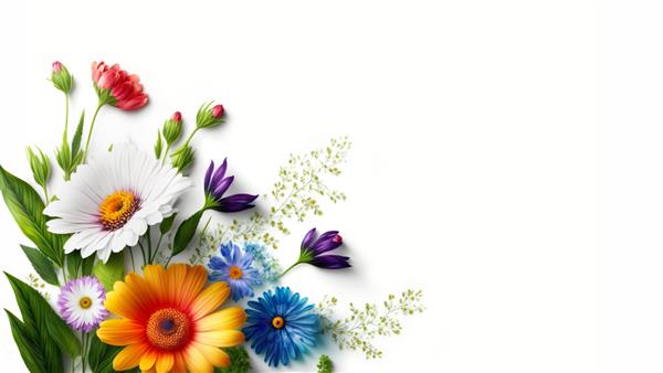 گل تابستانی در پس زمینه سفید قاب کارت پستال گلدار فضایی را برای فصل تابستان بهار کپی کنید