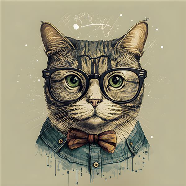 تصویر گربه هنری بامزه زیبا هیپستر
