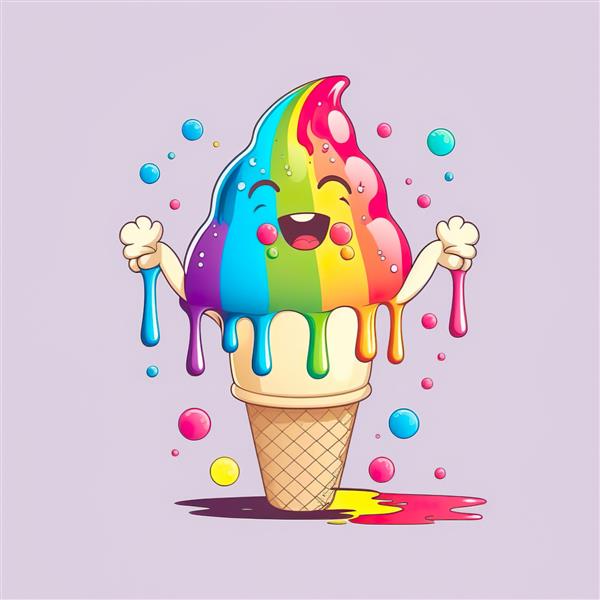بستنی رنگین کمانی شخصیت کارتونی در مخروط