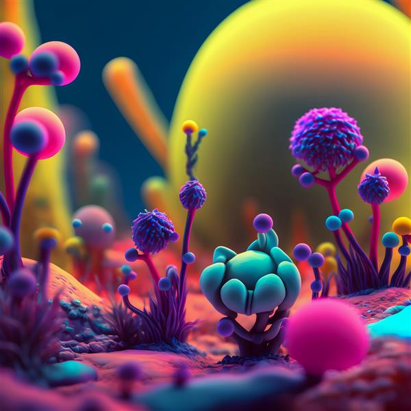 سیاره بیگانه رنگارنگ شگفت انگیز با تصویر شکل های حیات هیجان انگیز وحشی