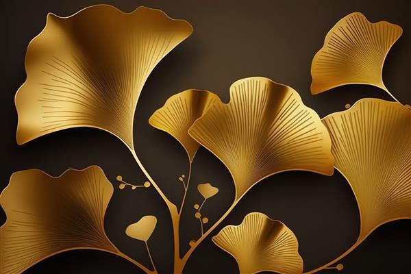 گیاهان طلایی چاپ مینیمالیستی زیبا برای دکوراسیون شما برای تبریک کارت پستال و ایجاد پوستر
