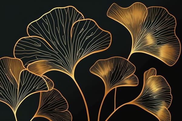 گیاهان طلایی چاپ مینیمالیستی زیبا برای دکوراسیون شما برای تبریک کارت پستال و ایجاد پوستر