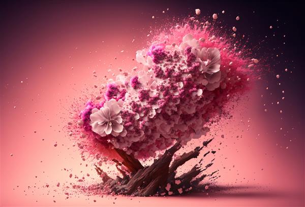 خلاقانه گلبرگ شکوفه گیلاس انفجار بهار پس زمینه مولد ai